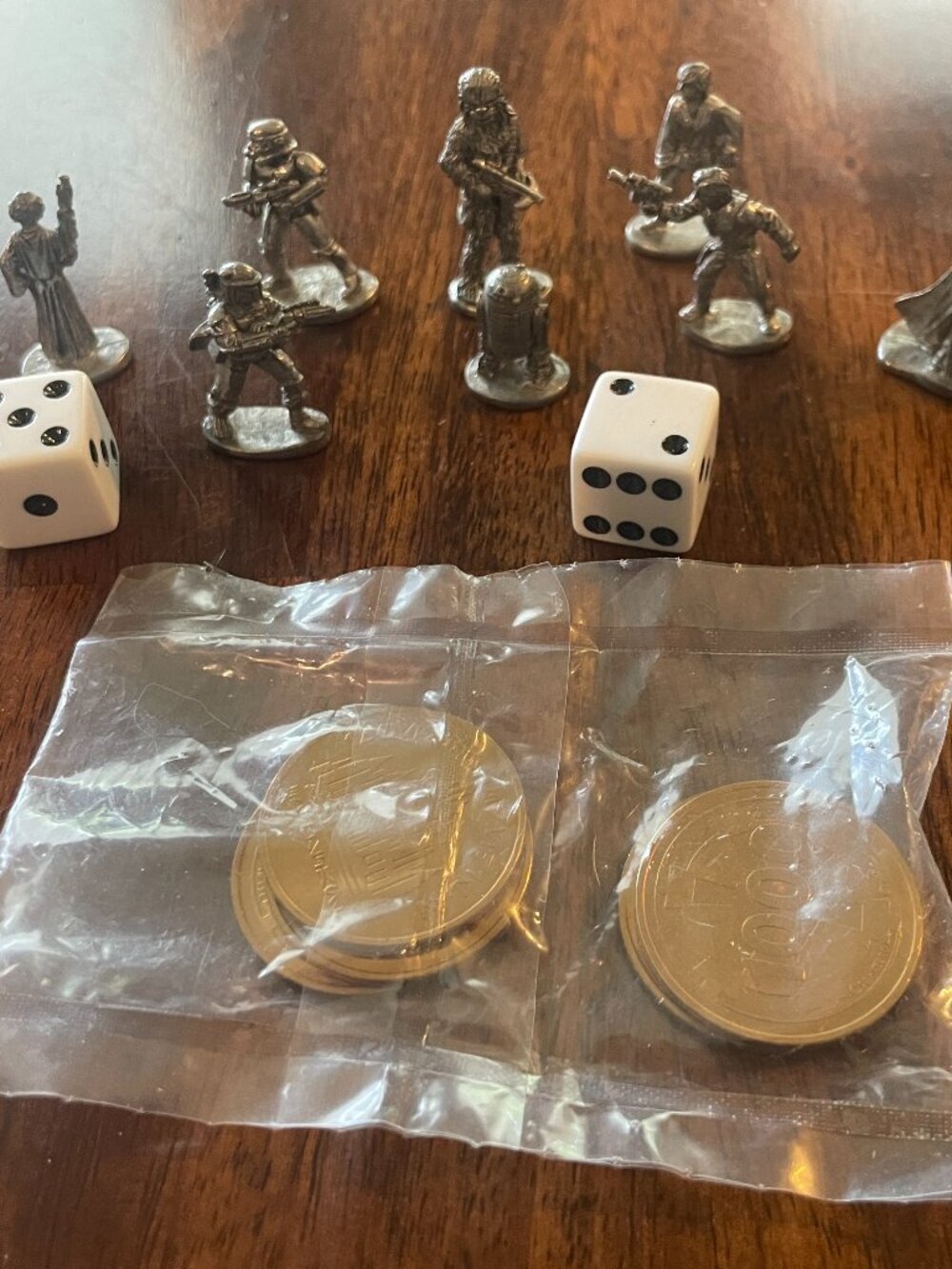 1996 Star Wars Monopoly Limited Collector Edition: 8 Pewter Figures and 5 Coins